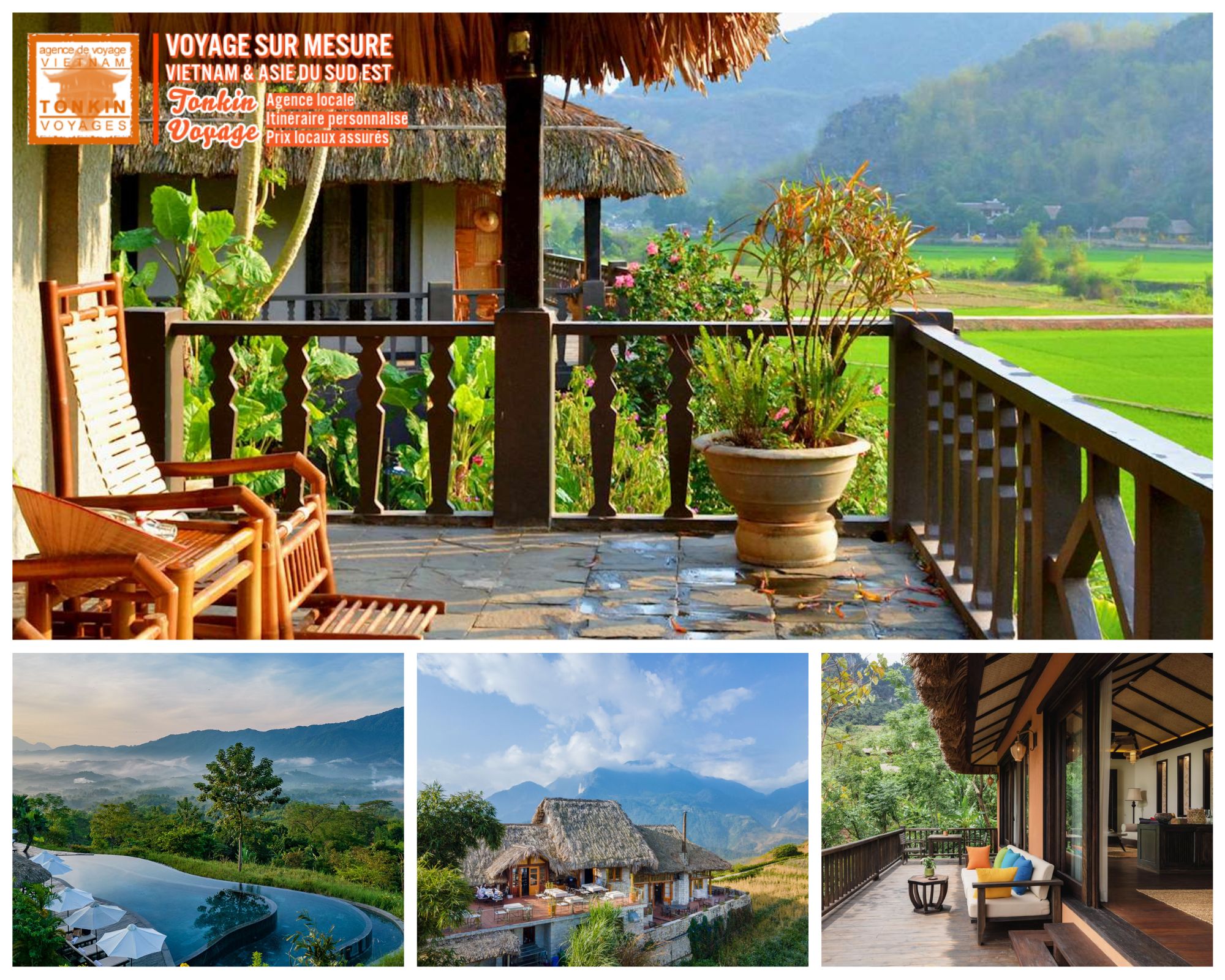Architecture, jardins et vie locale : choisissez des h&eacute;bergements qui enrichissent votre d&eacute;couverte du Vietnam, dans un circuit priv&eacute; avec Tonkin Voyage.